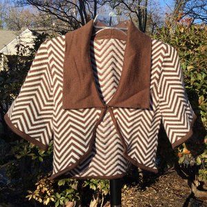Norton Brown-White Chevron Short Sleeve Cardigan